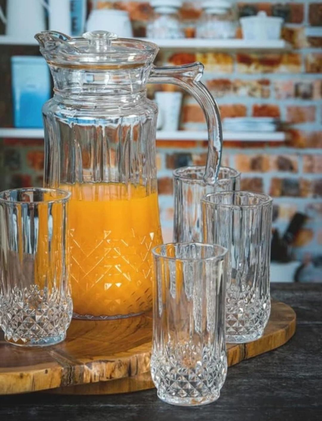 Lemon Sets With Glass Water Jug 1.5 L With Lid(Clear) 249 ml Glass Set Jug Glass Set-image-14