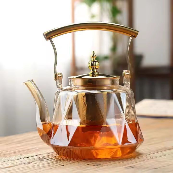 Transparent Glass Tea Pot with Stainless Steel Lid & Handle Tea Urn-image-39
