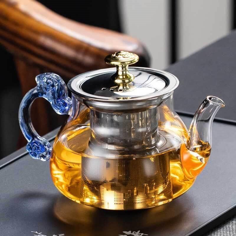 Glass Green Tea Kettle with Infuser & Blue Handle 500 ML Tea Urn-image-19