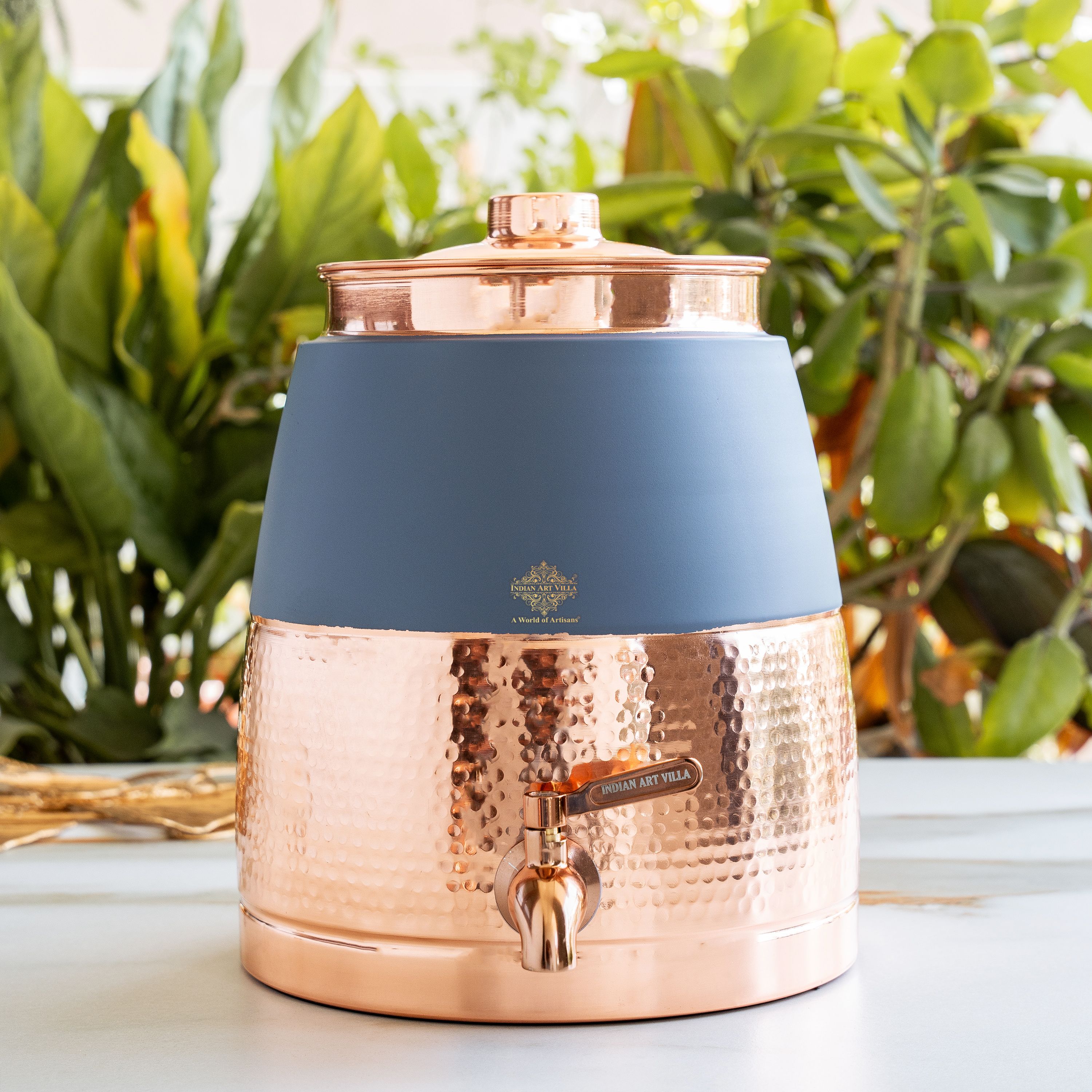 indian art villa 7 L Copper Table Top Manual Water Dispenser-picture-1