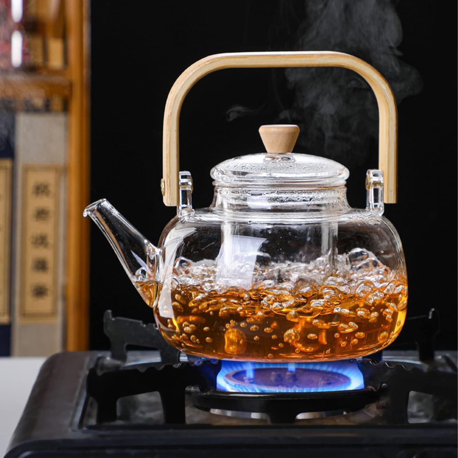 Borosilicate Glass Teapot with Removable Infuser & Bamboo Handle Tea Urn-image-36