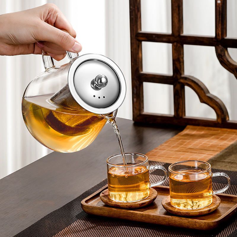Heat Resistant Glass Teapot with Stainless Steel Infuser Tea Urn