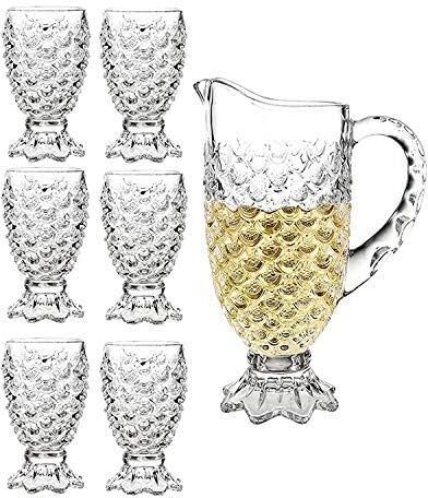 Pineapple Design Glass Water and Juice Jug with Glasses Jug Glass Set-image-5
