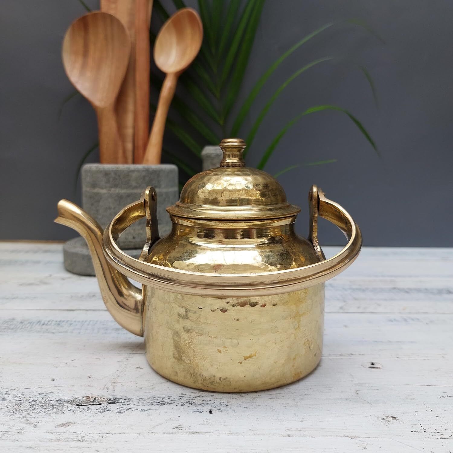 rajneesh handicraft Hand Hammered Brass Kettle | Traditional Artisan Teapot Tea Urn-picture-11