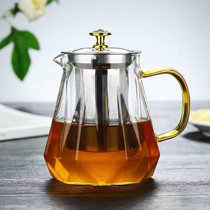 jossyfy Glass Teapot with Stainless Steel Infuser Tea Urn-picture-26