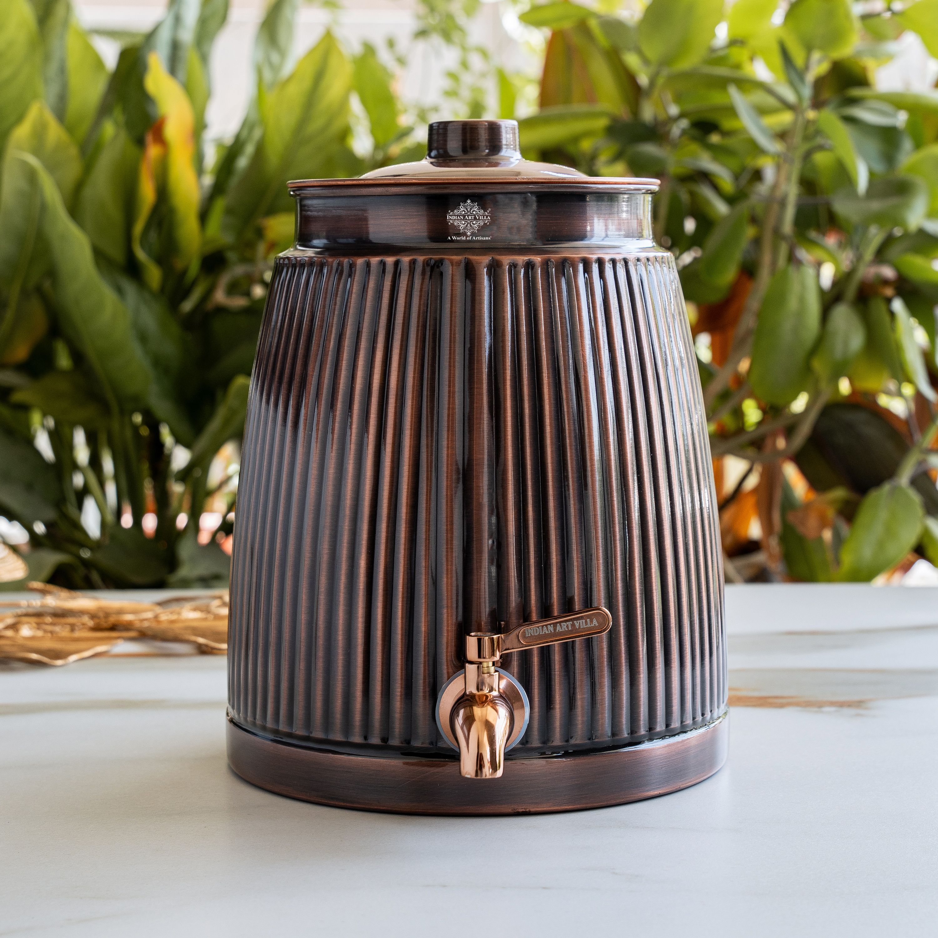 indian art villa 7 L Copper Table Top Manual Water Dispenser-picture-2