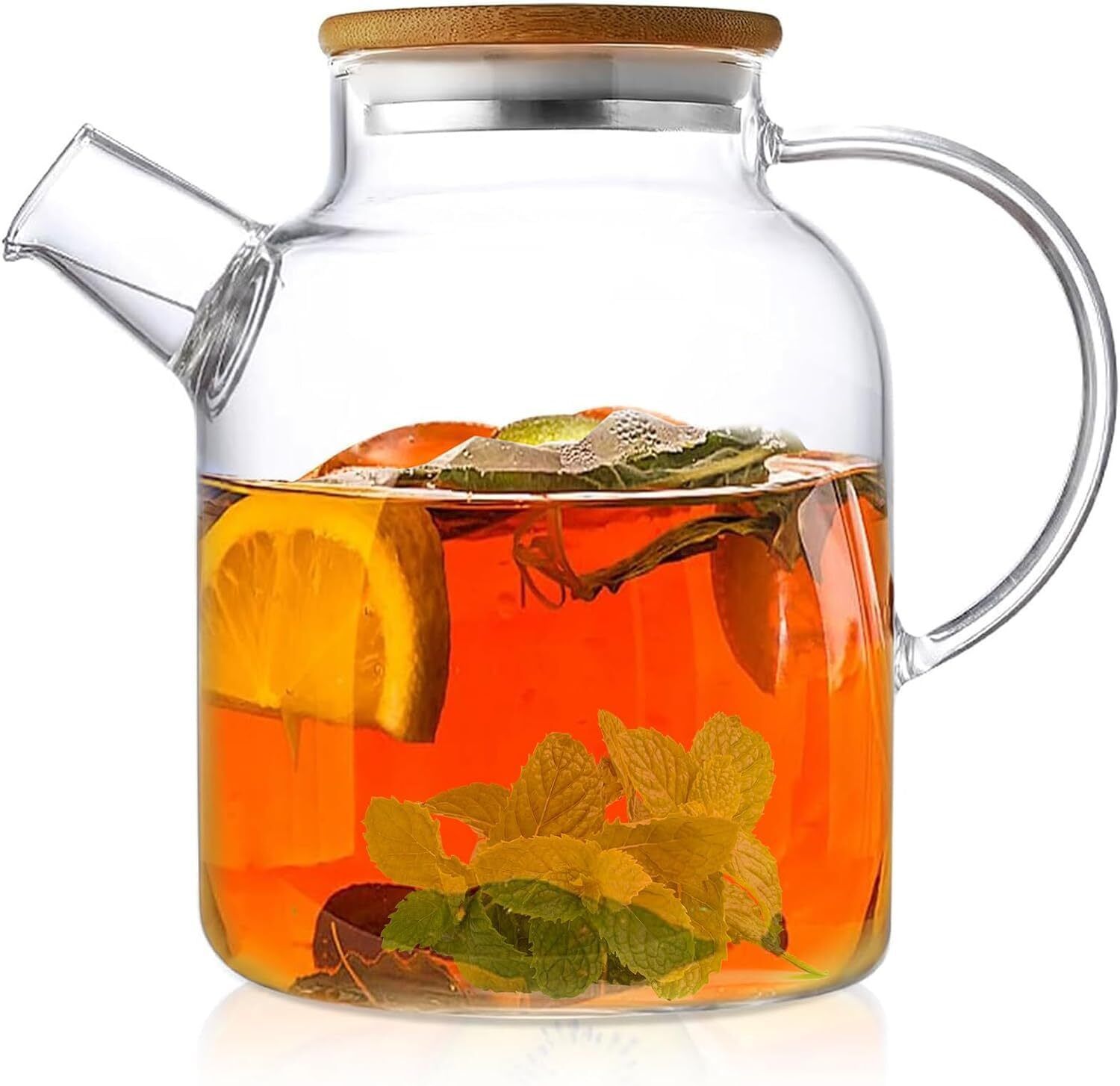 Glass Teapot with Bamboo Lid & Stainless Steel Infuser Tea Urn