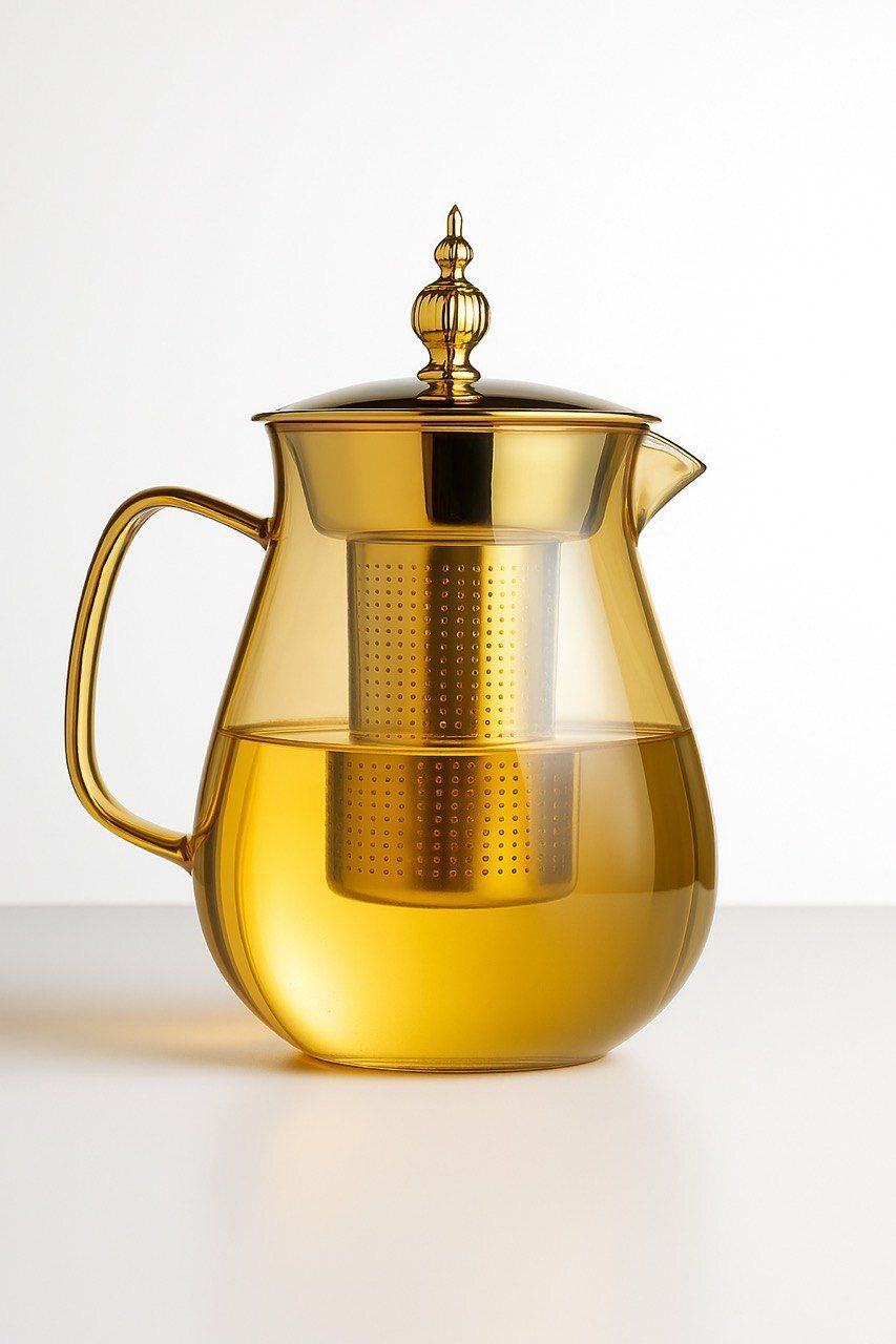 Clear Glass Teapot with Premium Golden Lid for Daily Tea Brewing Tea Urn-image-23