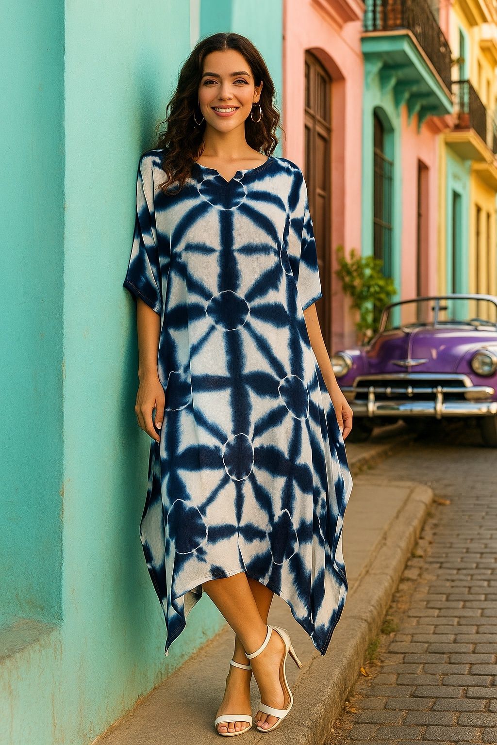 Solid Crepe Women Kaftan