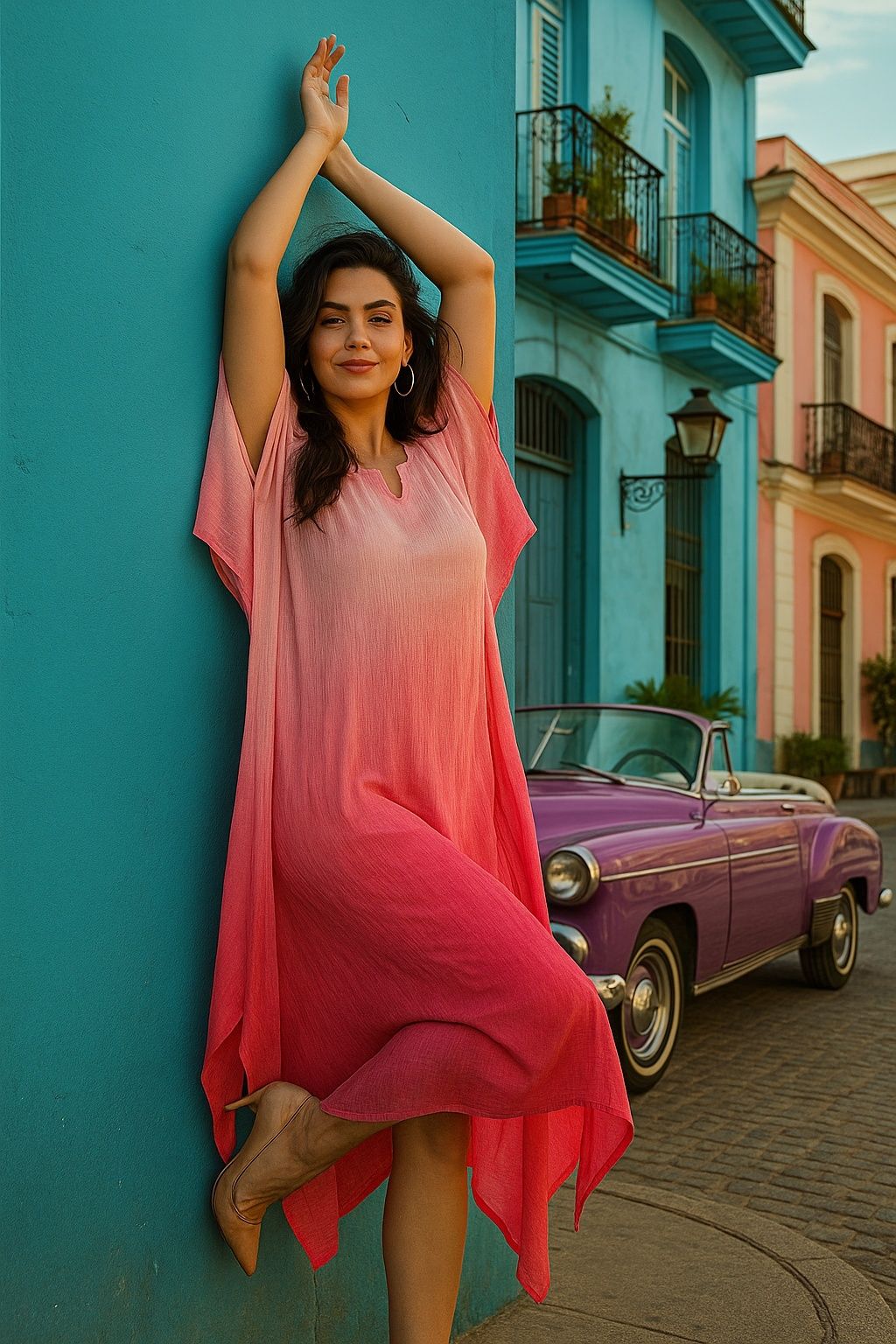 Printed Crepe Women Kaftan