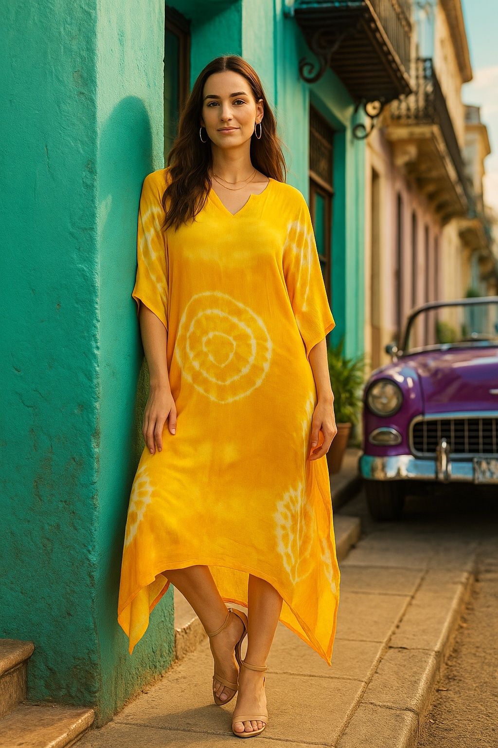 maaesa Solid Crepe Women Kaftan-picture-29