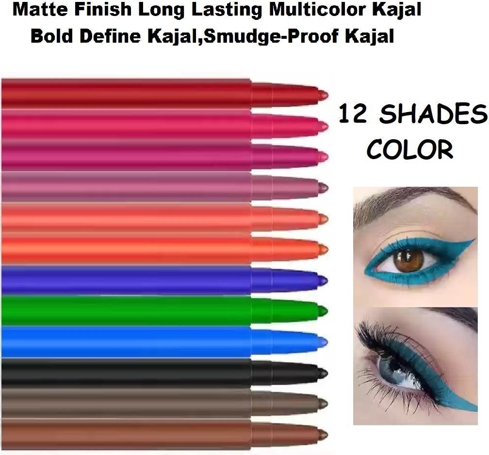 Matte finish Bold Define Kajal | Smudge-Proof Kajal 12 Colors Eye Makeup Kajal-image-34