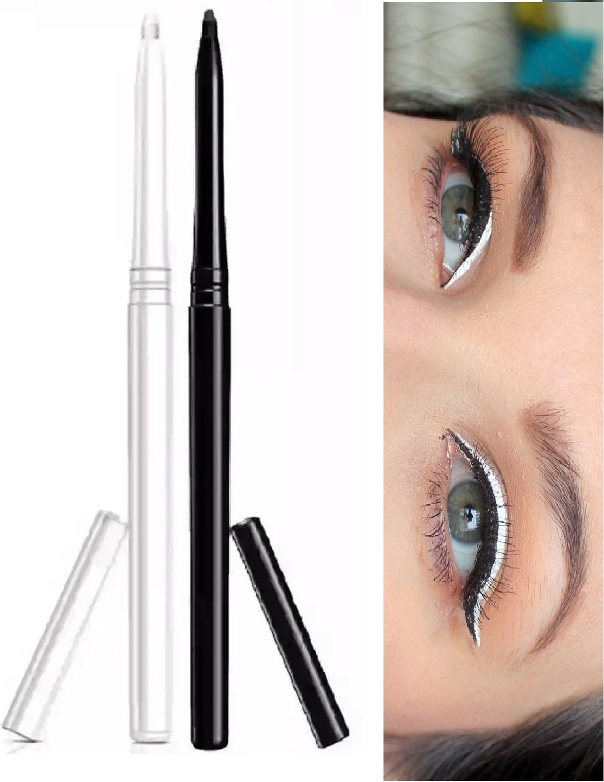 (Black + White) Eyeliner Pencil Set (combo pack of 2)-image-24
