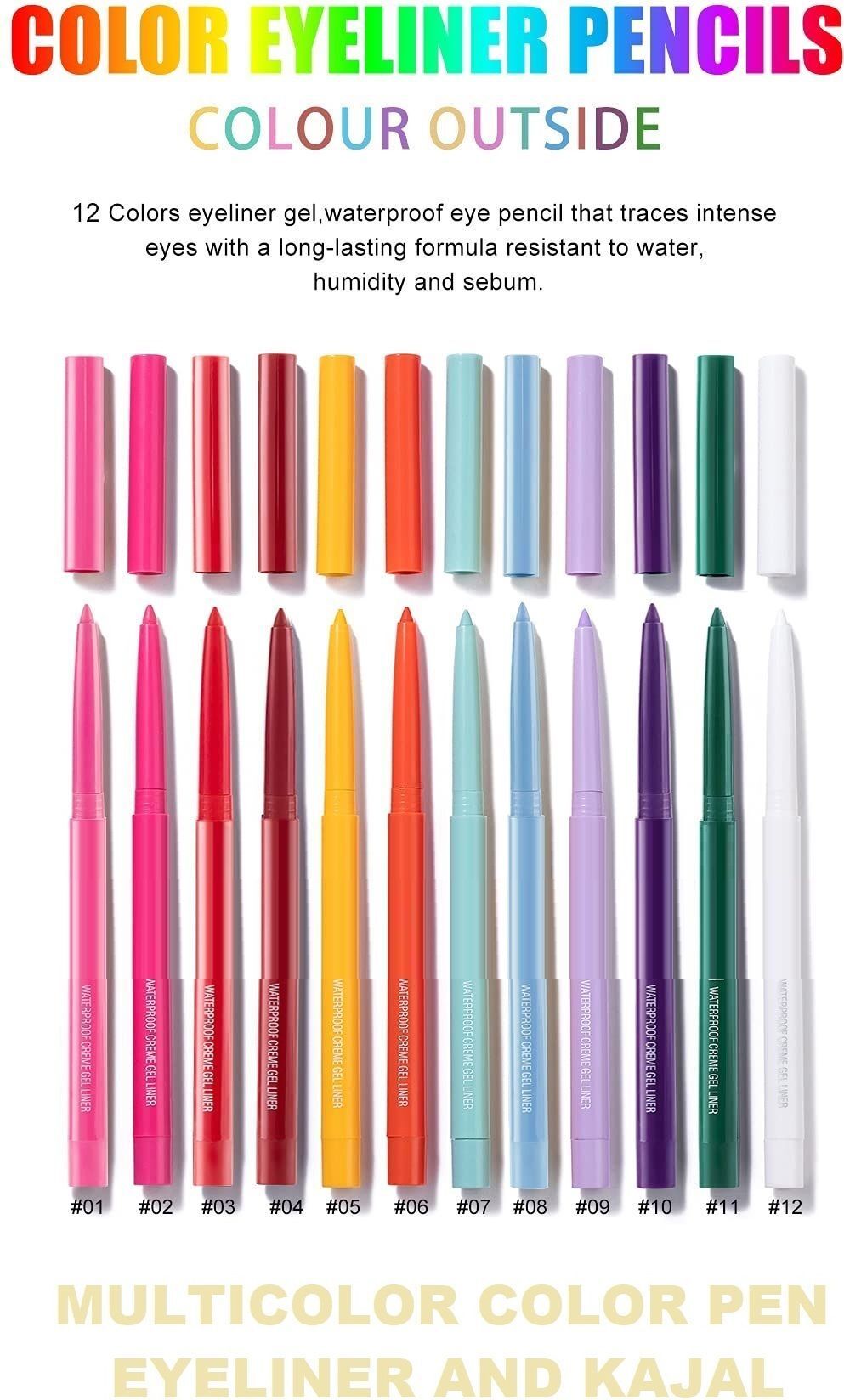 Makeup Eyeliner Kajal Double Intense Non Transfer creamy Pencil Kajal 24hr Stay-image-20
