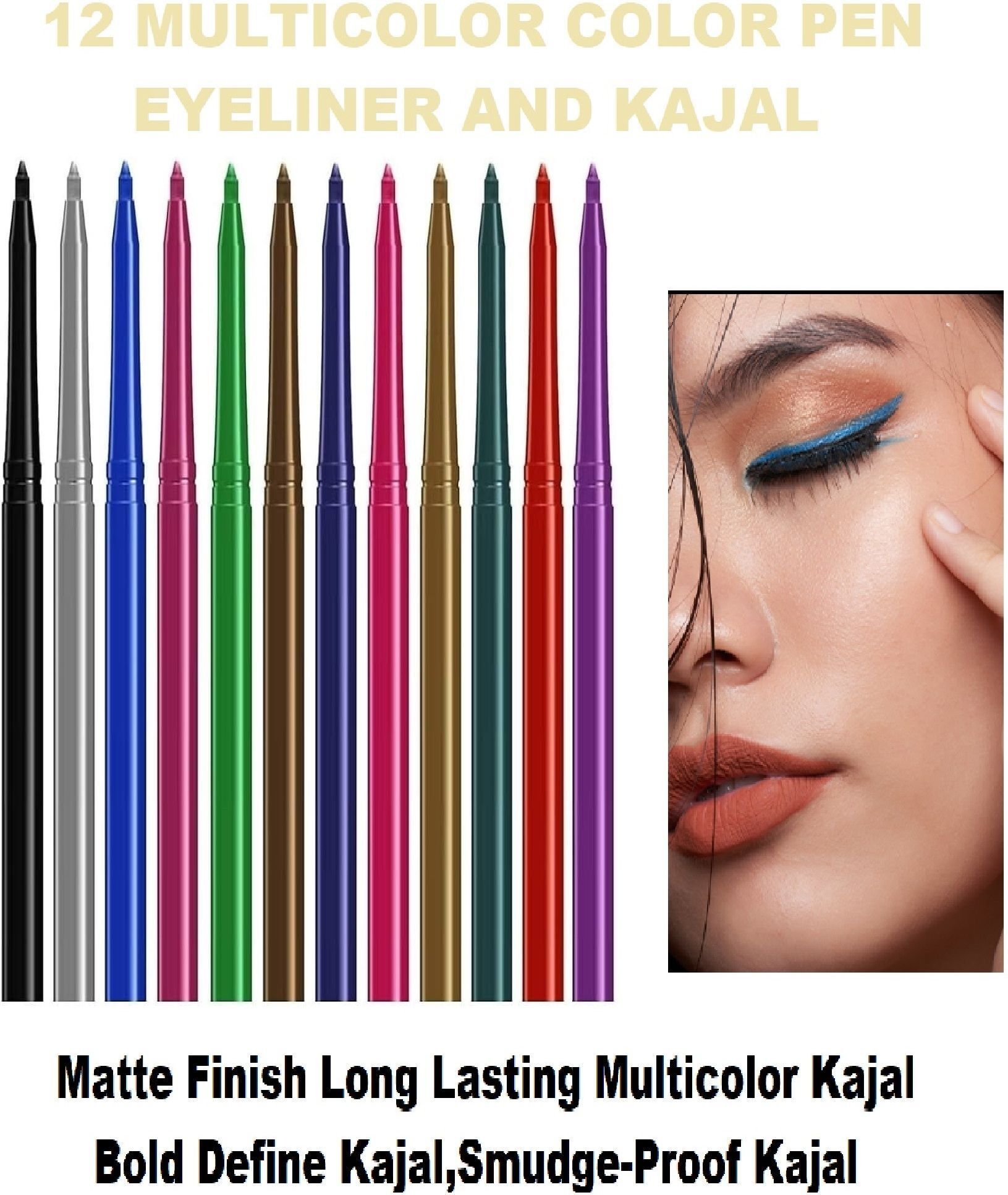 Matte Multicolor Eye Liner Pen Pencils, Hyper Pigmented eye Makeup-image-23