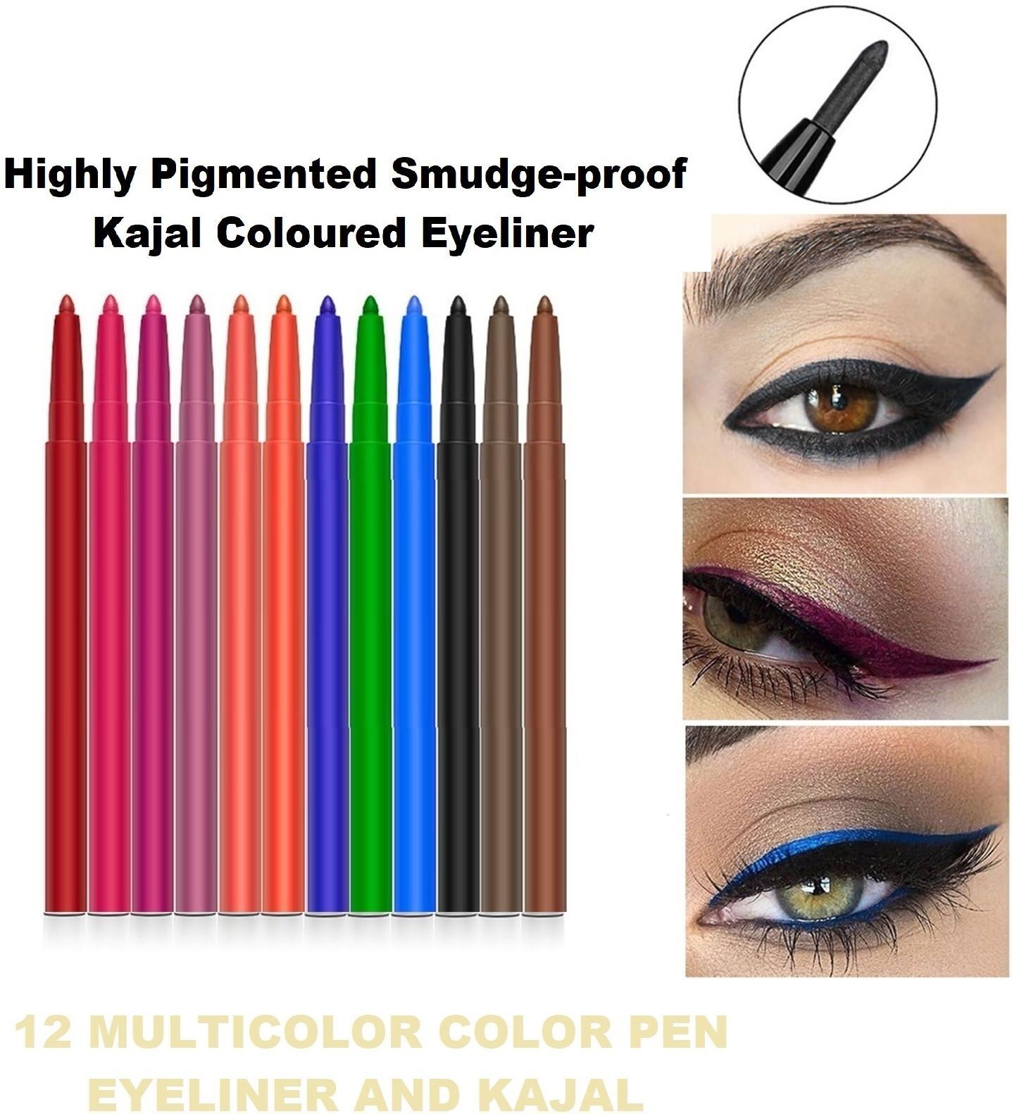 HD Multi colors waterproof makeup up long lasting kajal-image-43