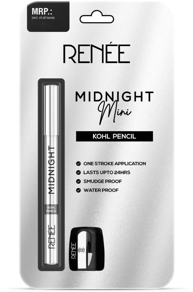 Midnight Kohl Black Kajal Pencil - Waterproof Smudgeproof With Sharpener 24 Hrs-image-25