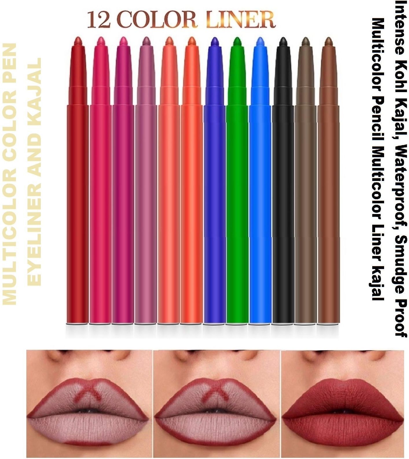 HD Eyeliner Kajal Double Intense Non Transfer creamy Pencil Kajal 24hr Stay-image-21