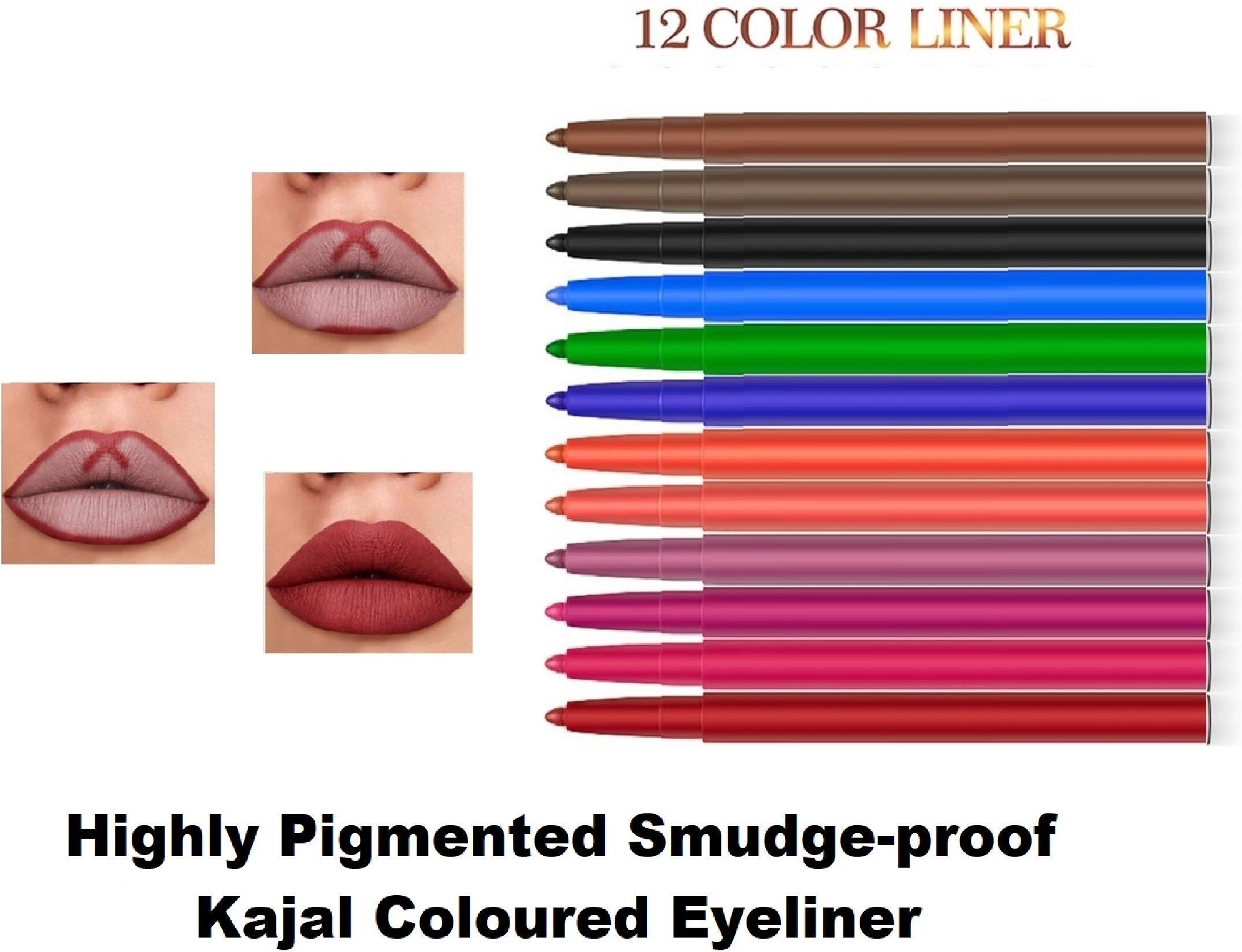 creamy 12 multi colors waterproof makeup up long-lasting kajal-image-29