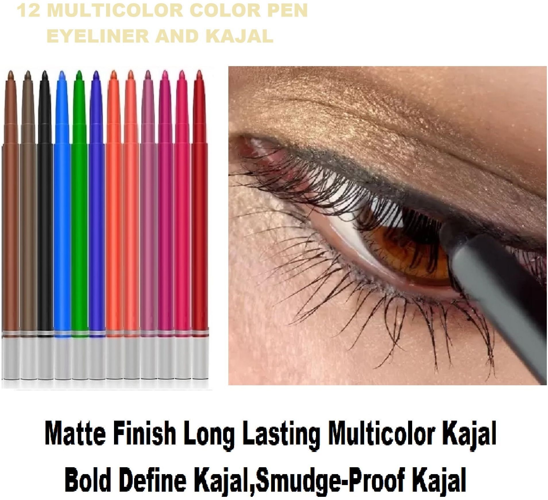 Soft Multicolor Eye Liner Pencils, Hyper Pigmented eye Makeup-image-2