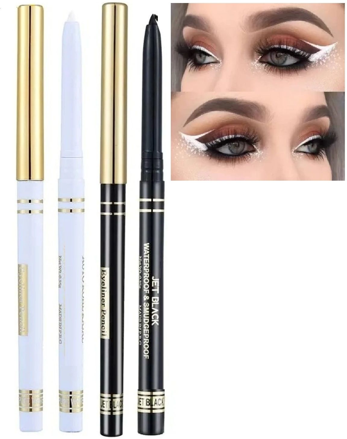Black & White Eyeliner Pencil Set Combo Waterproof Long lasting-image-23