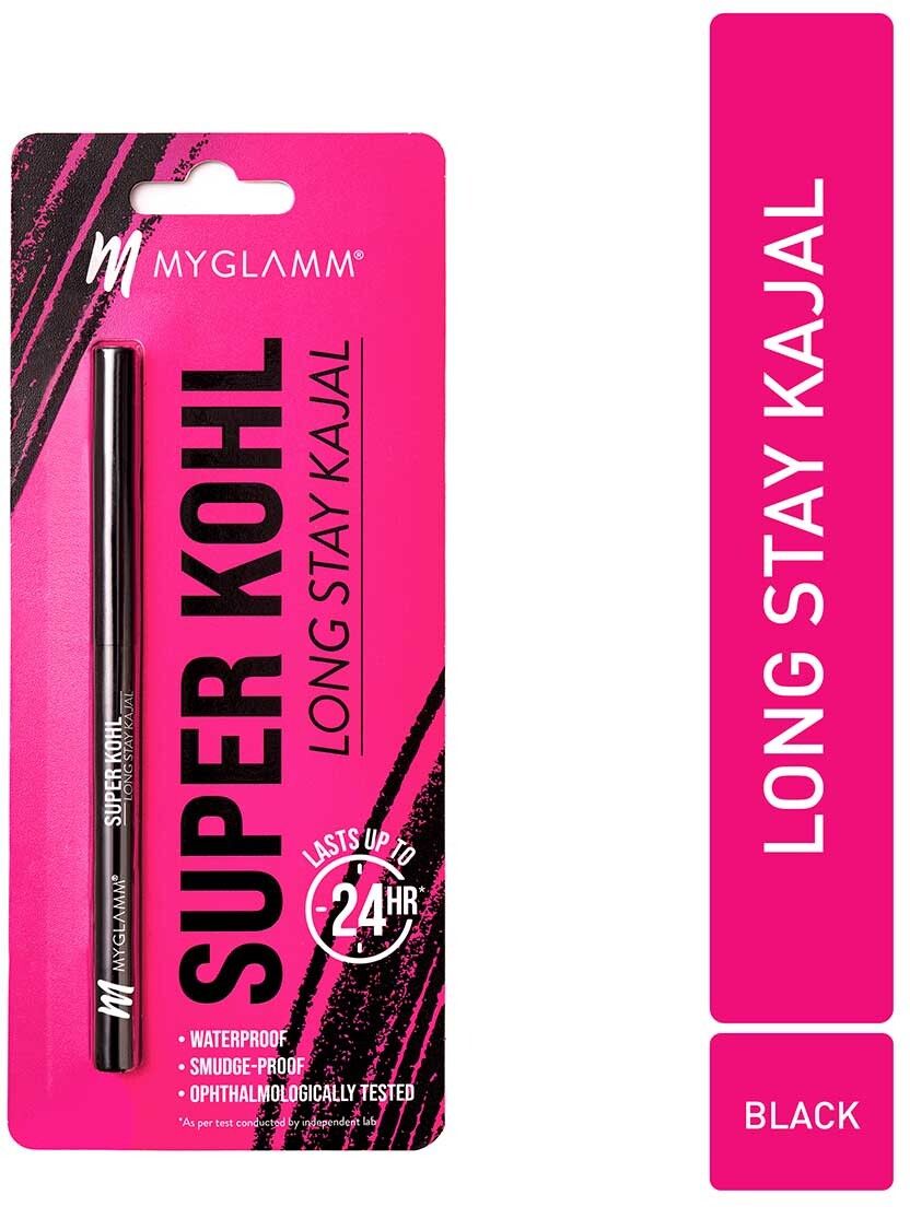 MyGlamm Super Kohl Long Stay Kajal Matte Finish, Bla
