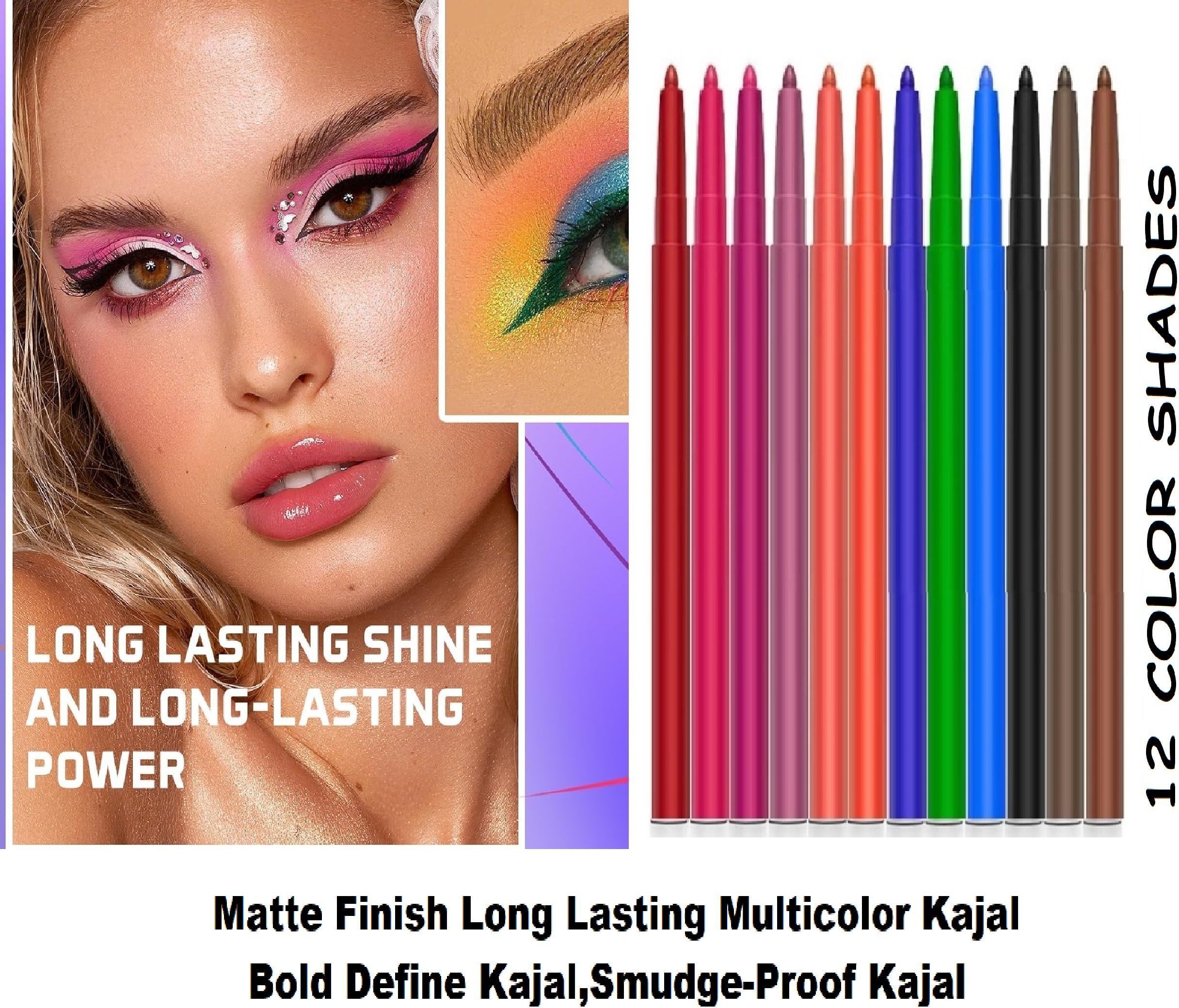 HD Bold Define Kajal | Smudge-Proof Kajal 12 Colors Eye Makeup Kajal-image-35