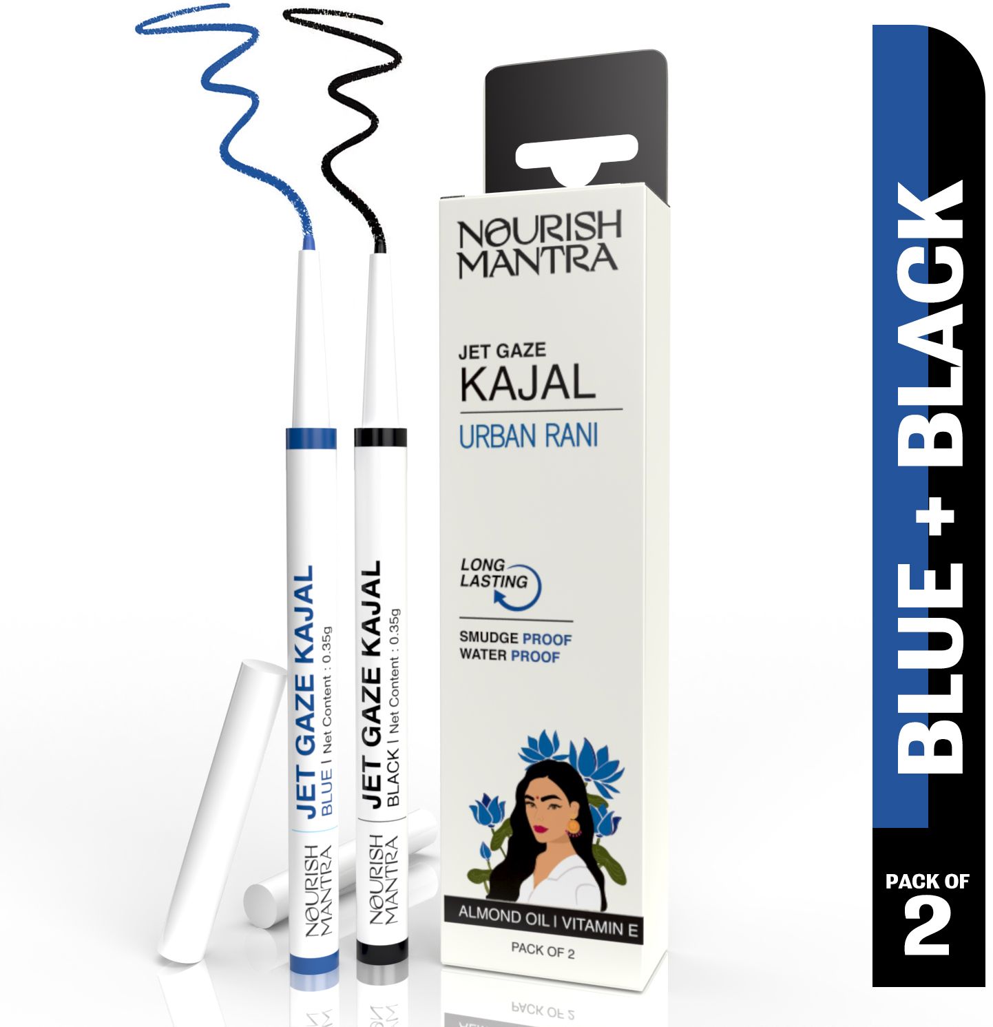 Nourish Mantra Jet Gaze Kajal Urban Rani, Combo, Bla