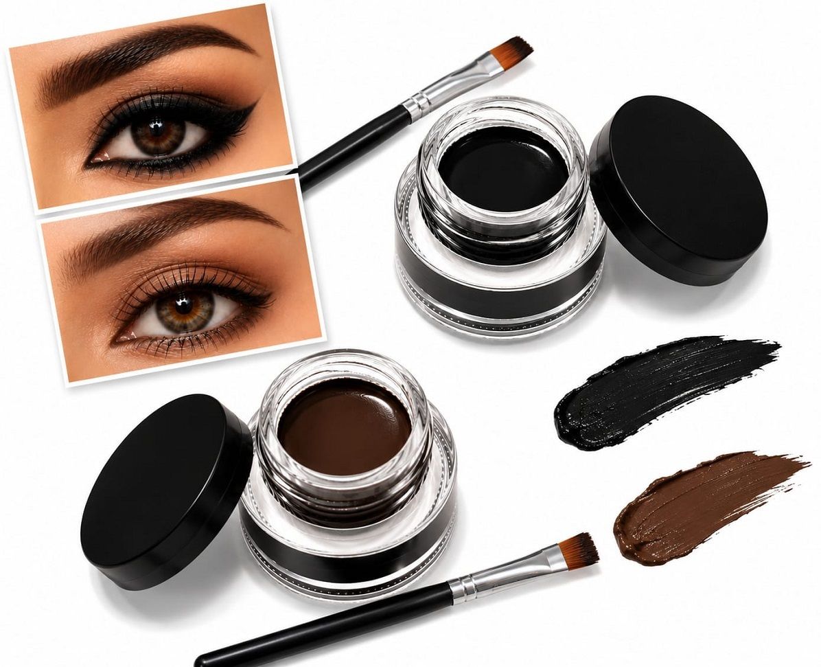 gaurna Waterproof Gel Eyeliner and Brow Gel with Brush Black Brown Combo-picture-16