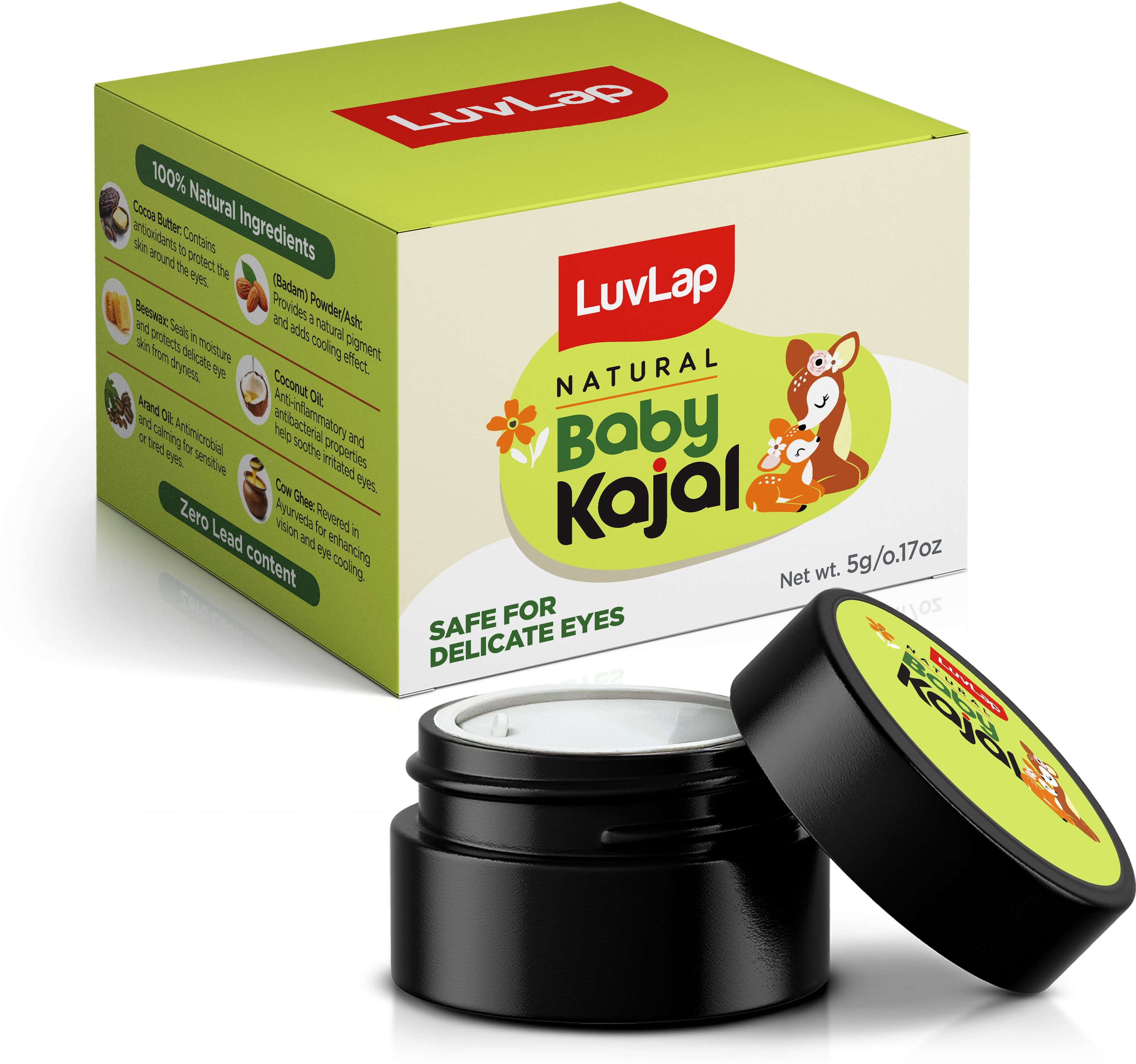 luvlap 100% Natural Baby Kajal with Pure Cow Ghee, Castor Oil, Coconut Oil, Almond Oil-picture-11