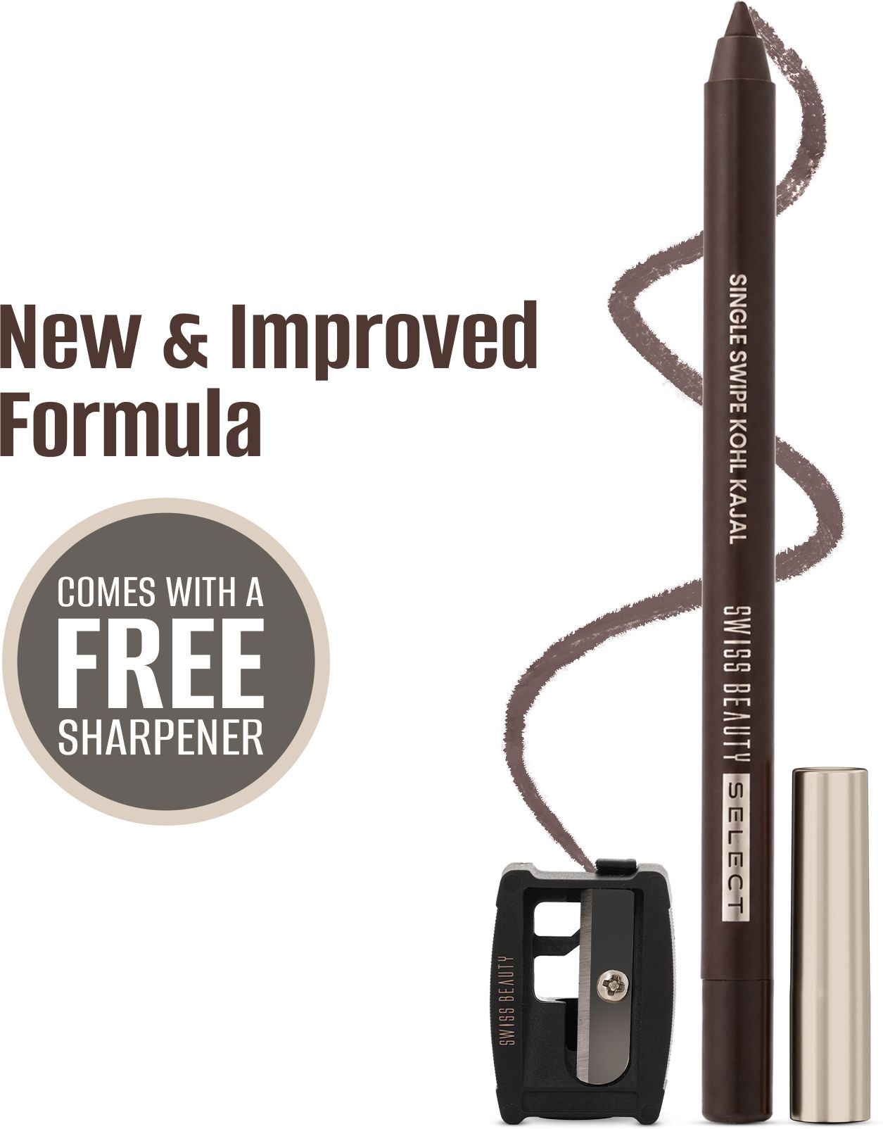 swiss beauty SELECT Single Swipe Kohl Kajal | Waterproof | 12H Stay | 4 Shades With Sharpener-picture-14