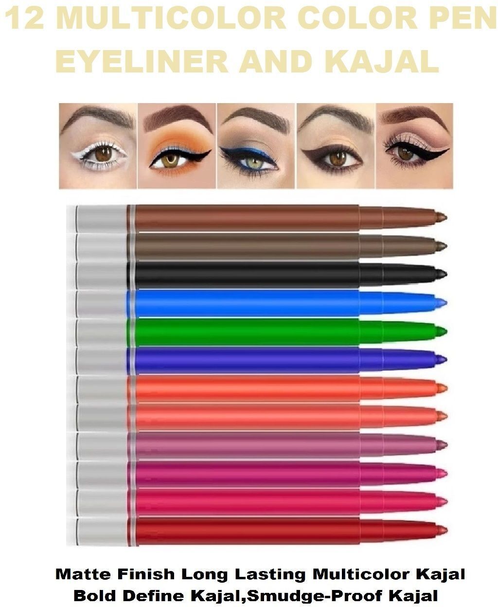 MATTE 12-EYE PENCIL PACK | MULTI-COLOR EYELINER-image-36