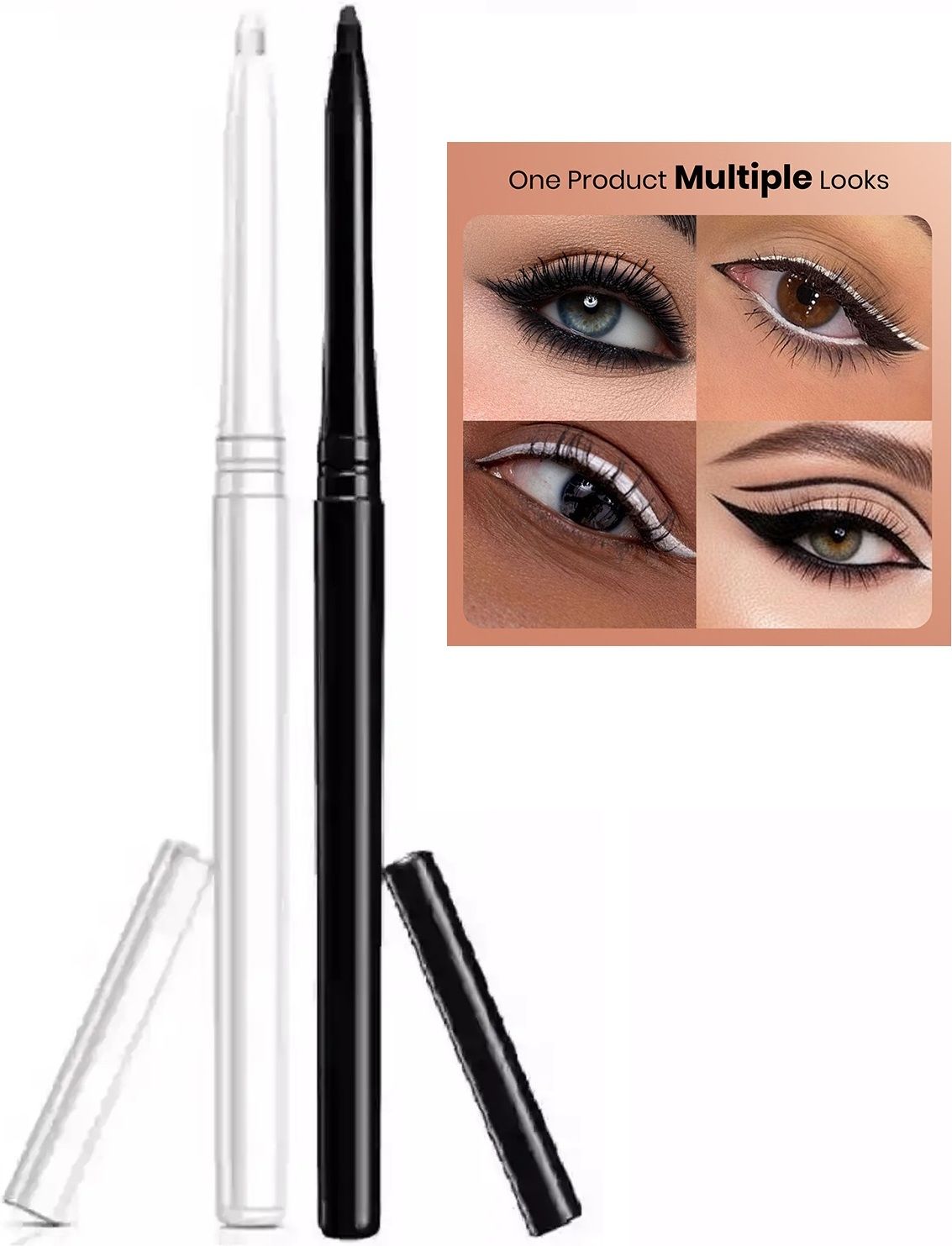 Black & White Eyeliner Pencil Set Smooth Glide One-Stroke Application-image-25