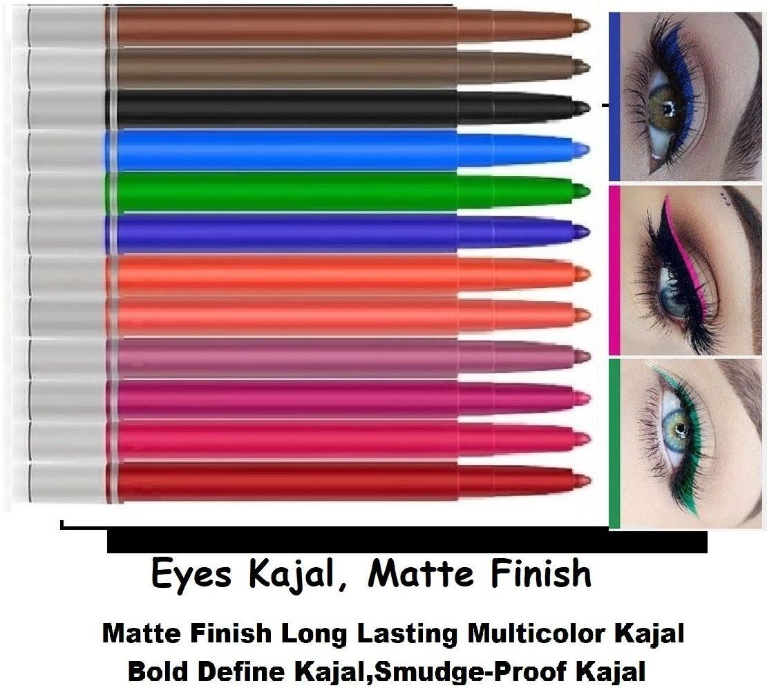 3D Eye Kajal Pencil Set|Waterproof, Smudge-Proof & Long Lasting(12 Shades)-image-13