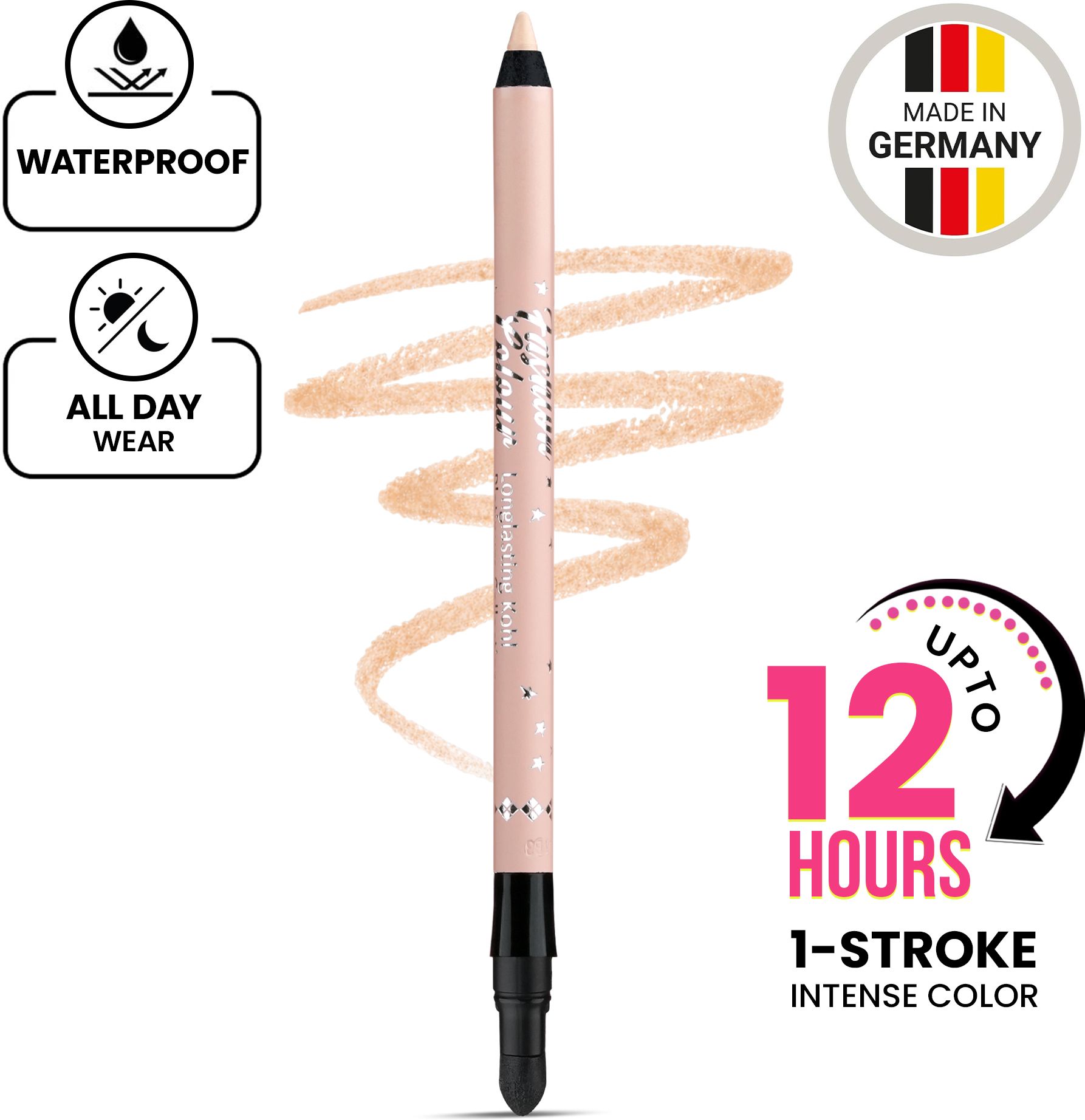 Longlasting Kohl Kajal Eyeliner Pencil Smudge & Waterproof with Built-in Smudger-image-22