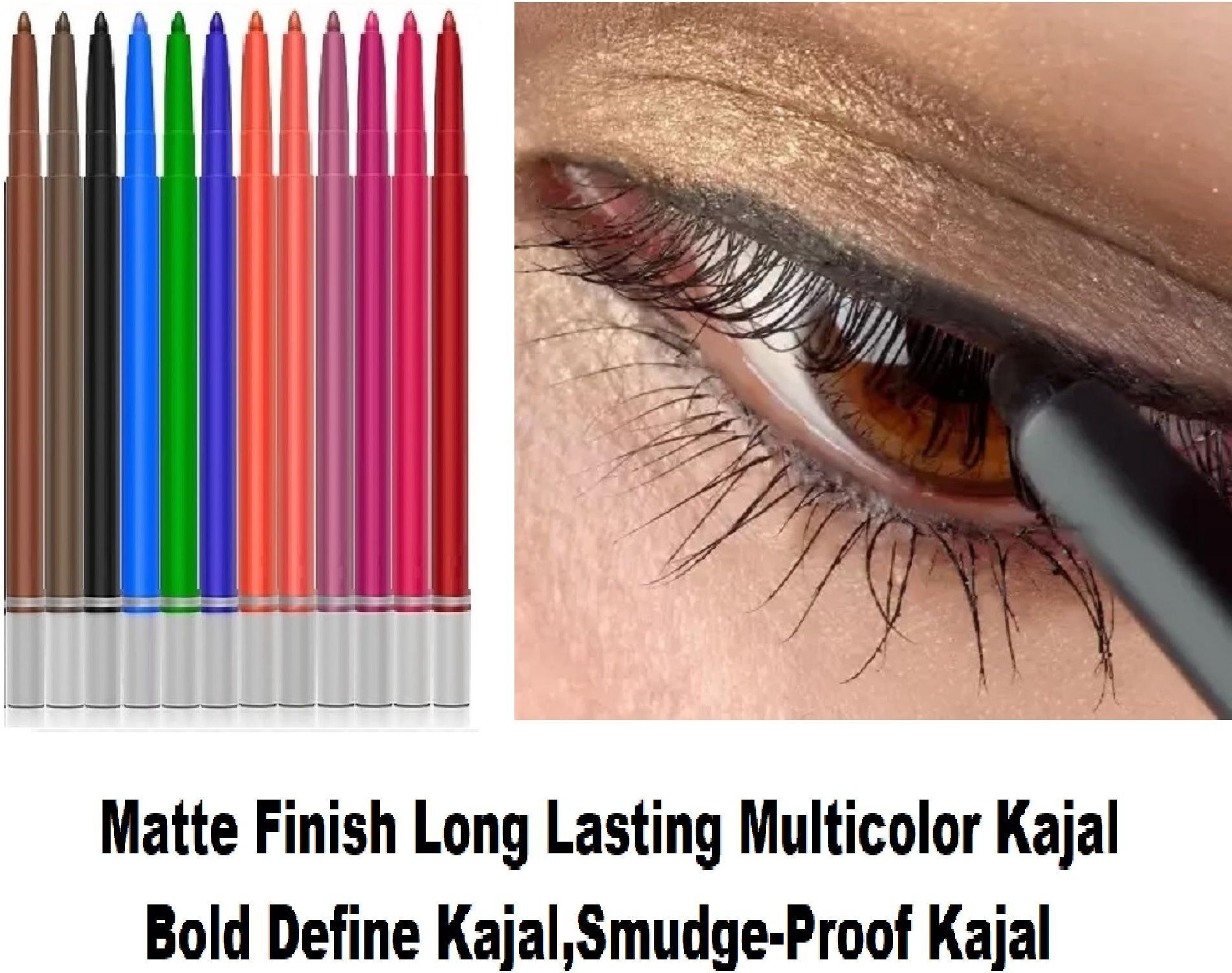 Best Eye Kajal Pencil Set|Waterproof, Smudge-Proof & Long Lasting(12 Shades)-image-12