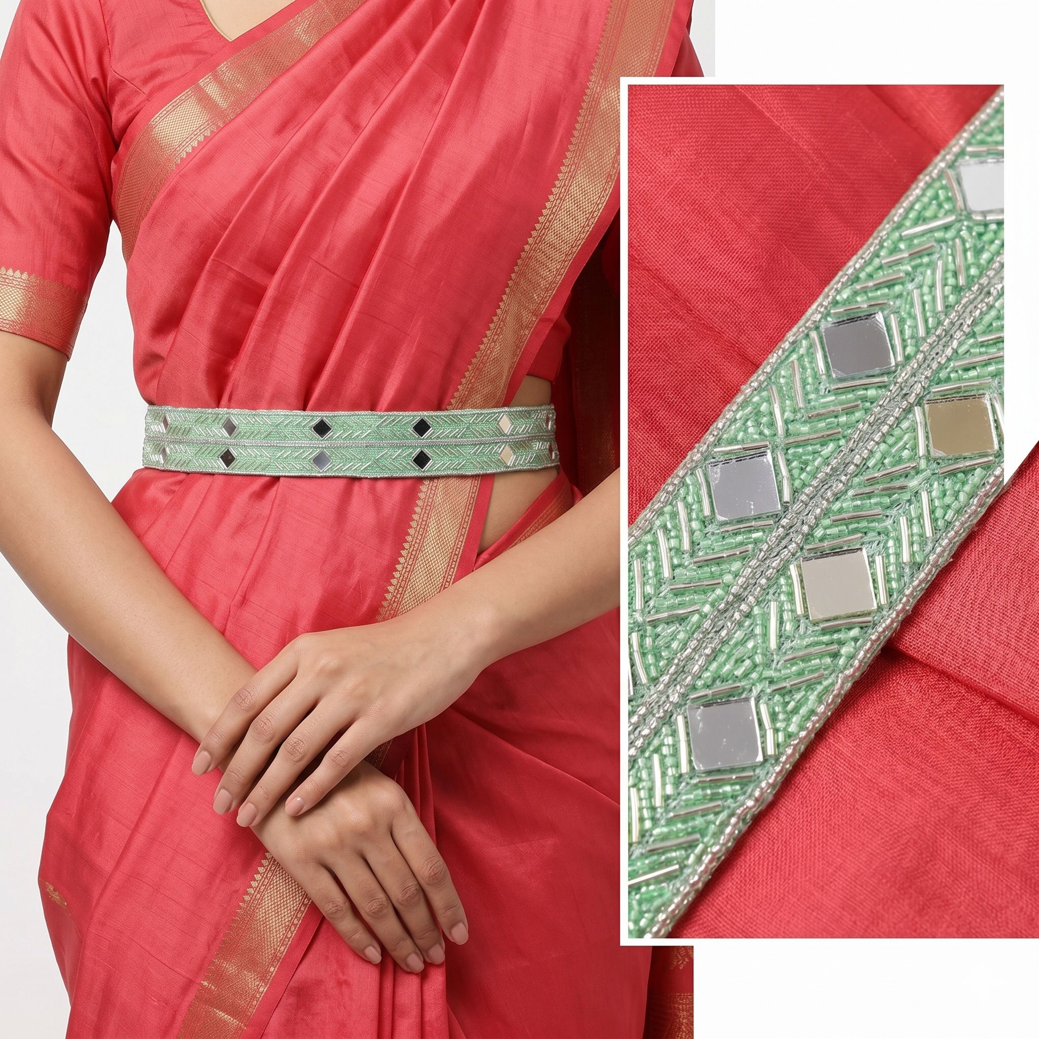 purala Women Evening, Party, Casual Green Fabric Belt-picture-29