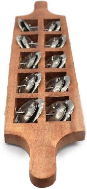 khalsa musical KM107 wood Jhika Cymbal Handmade Indian Musical Instrument 5 Bells Kartal Instrument-picture-4