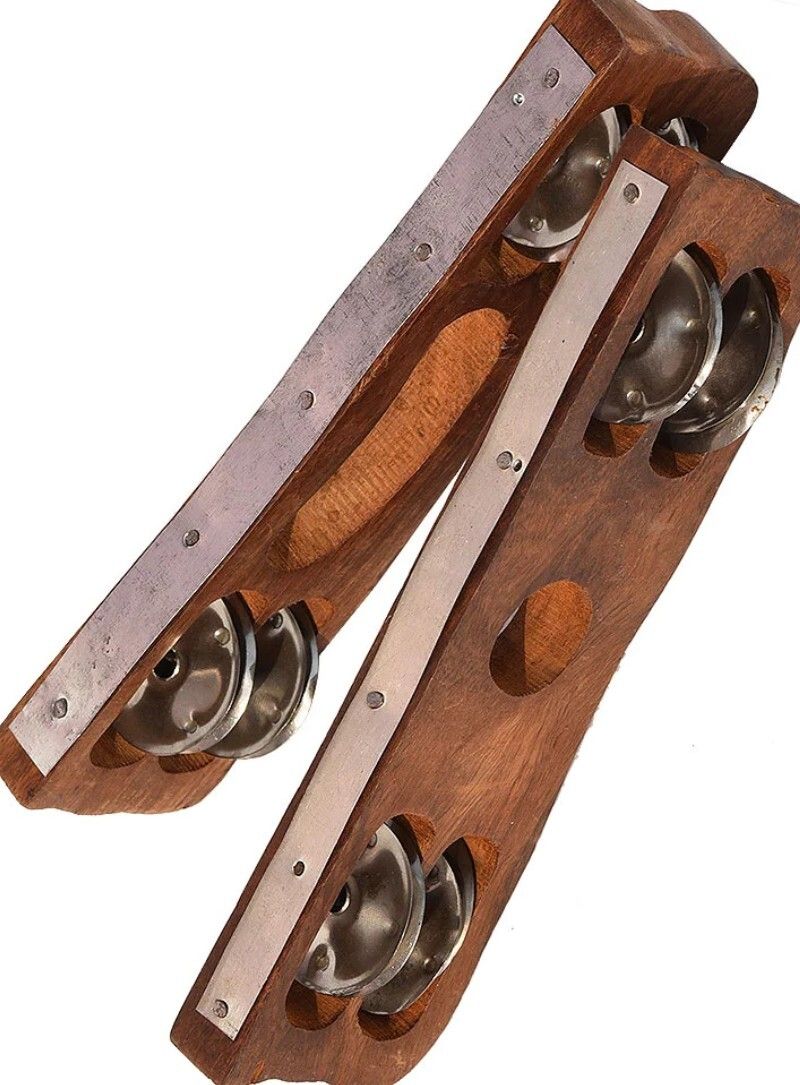 KM137 wood Kartal Pair Indian Musical Percussion Instrument Hand-Cymbals Kartal Instrument-image-45