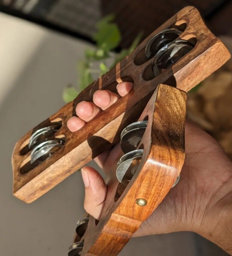 maga mart MM147 wood Kartal Pair Indian Musical Percussion Instrument Hand-Cymbals Kartal Instrument-picture-43