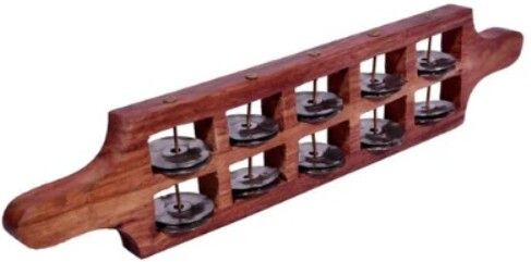 MM106 wood Jhika Cymbal Handmade Indian Musical Instrument 5 Bells Kartal Instrument-image-12