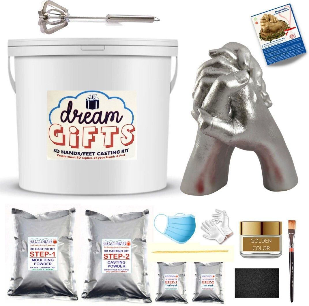 dream gifts Couple Hands 3D Casting Kit for Birthday, Anniversary Gift (XL Size: 14 Items Keepsake-picture-37