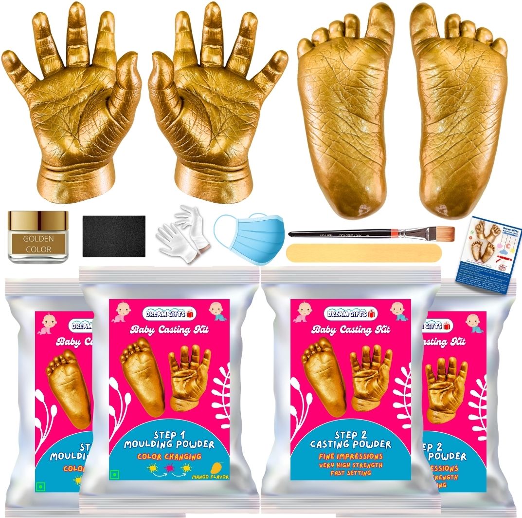 Baby Hands & Feet 3D Casting Kit for Birthday, Baby Shower Gift (9 Items Kit) Keepsake