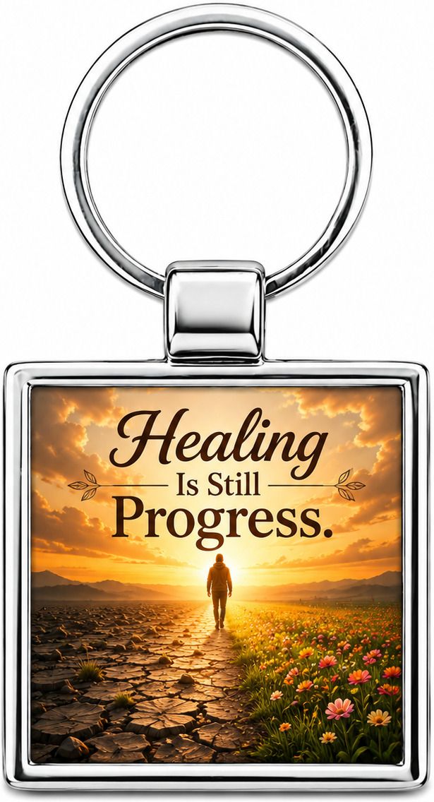Positive Motivational Quote Stainless Steel Square Keychain for Men & Women Key Chain-image-28