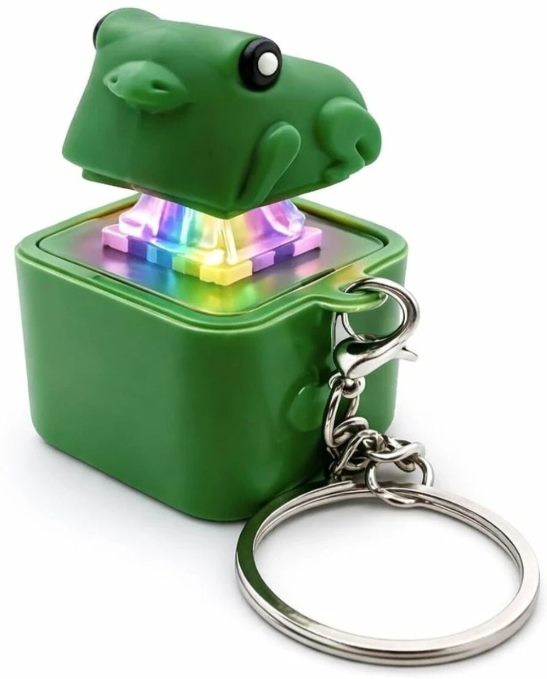azel sellworld Frog Croaking Fidget Toy, Frog Croaking Keychain with Sound LED Lights Key Chain-picture-7