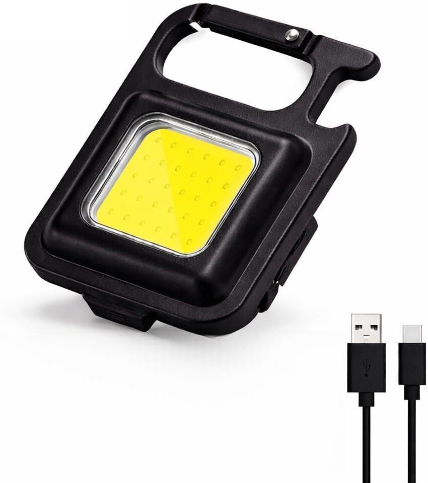 USB Rechargeable COB Keychain Flashlight, Mini LED Torch with Bottle Opener 3 hrs Torch Emergency Light-image-26