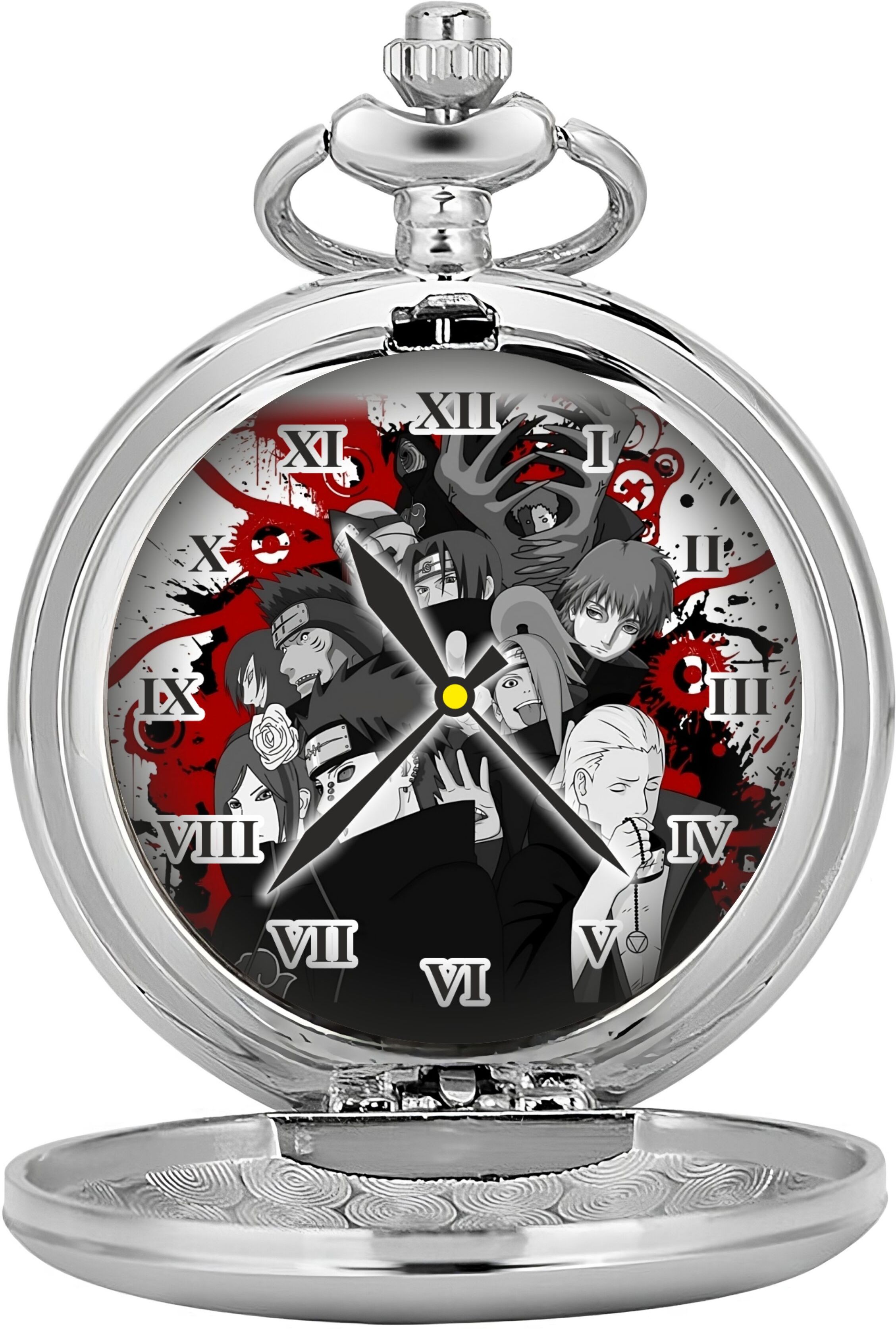 Tiny Tim Antique Pocket-Watch Naruto Theme Akatsuki Print On Dial Car Bike Key Chain Best Gift for Men, Women & Anime Fans on Special Occasions Crome Metal Pocket Watch Chain-picture-43