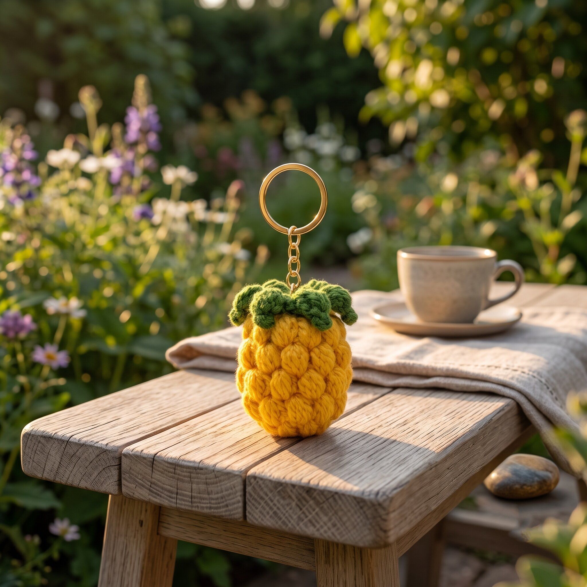mystiva arts Handmade Crochet Pineapple Keychain Cute Tropical Fruit Bag Charm Gift Key Chain-picture-30