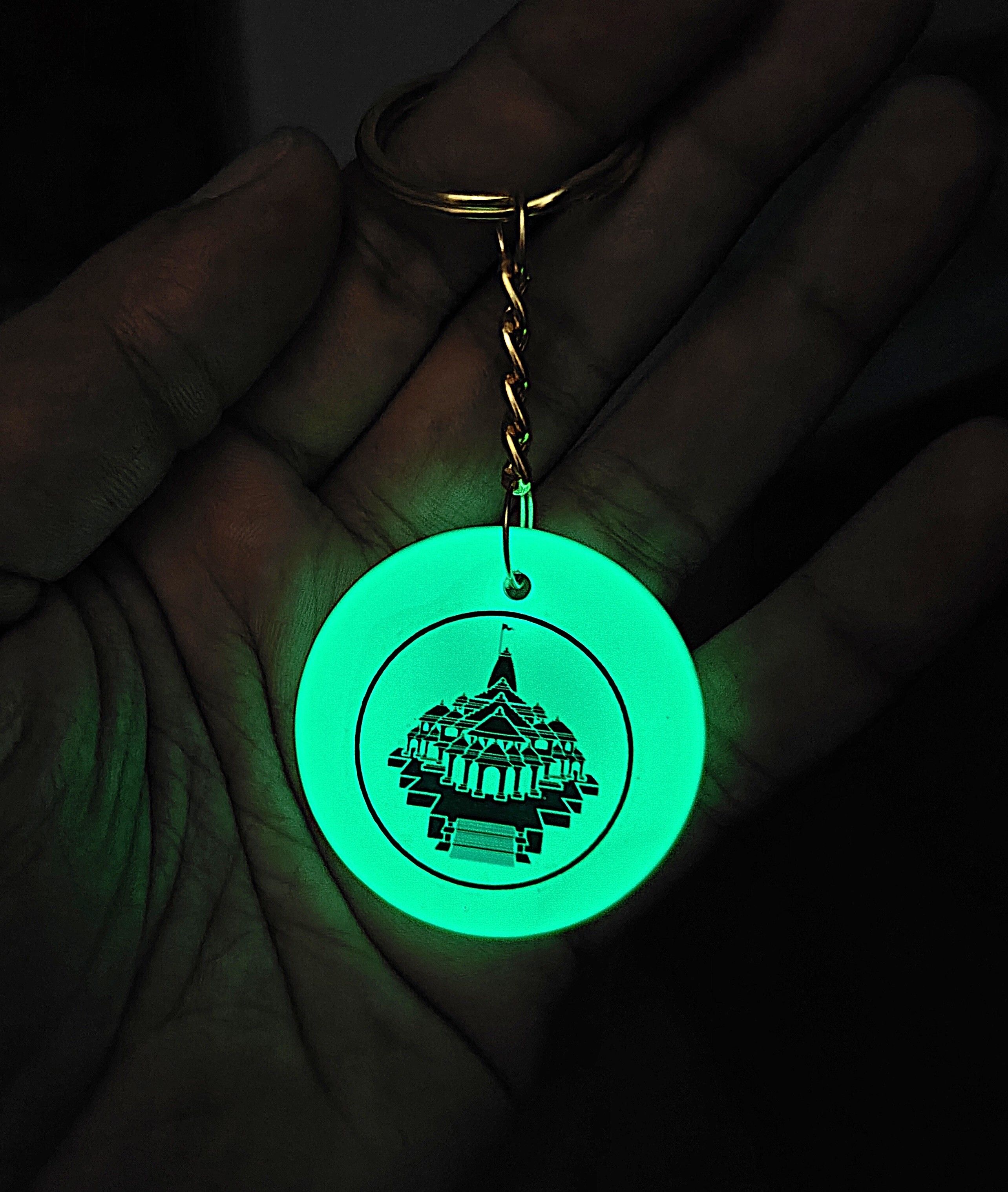 Glow in the Dark Handmade Keychain | Self Glow ,Ram Mandir Ayodhya Key Chain-image-29