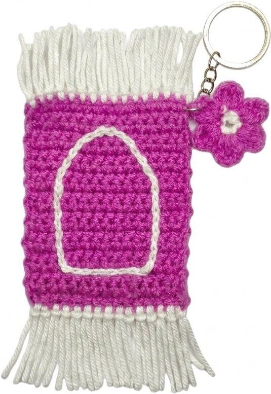 mystiva arts Handmade Crochet Mini Prayer Mat Keychain Islamic Floral Bag Charm Gift Key Chain-picture-11